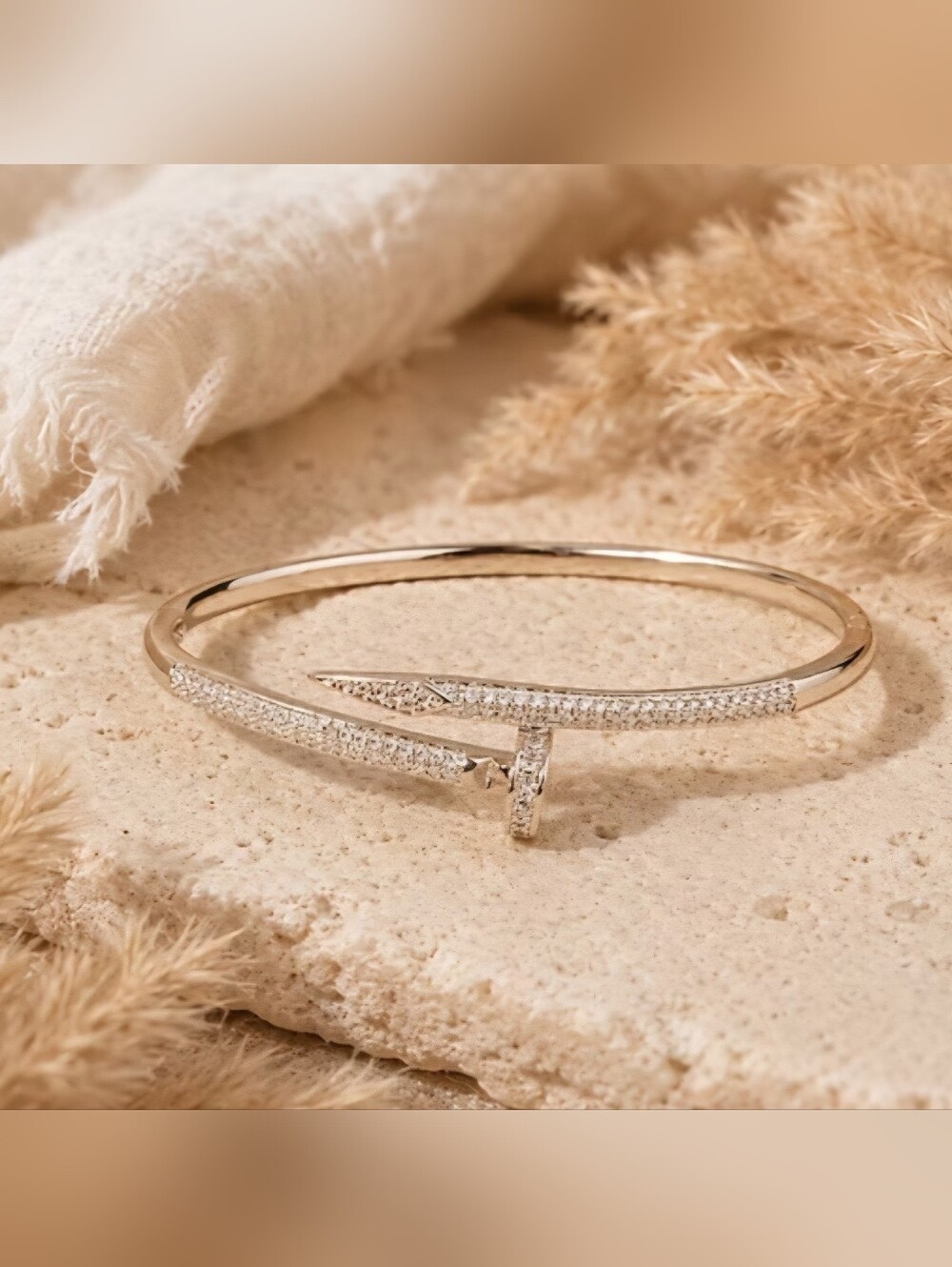 Pavé Nail-Style Open Cuff Bracelet